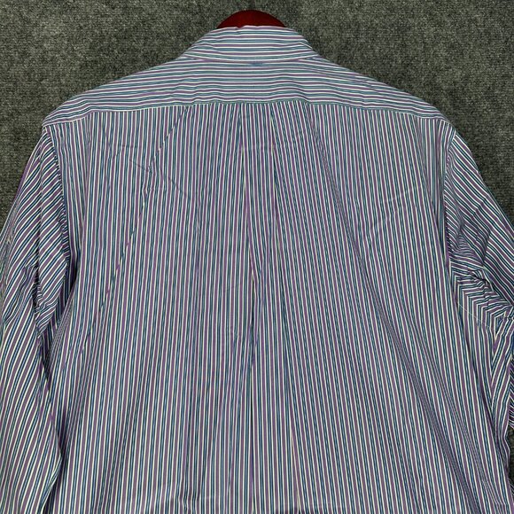 Ralph Lauren Shirt Mens 16.5 Custom Fit Button Down Purple Blue Stripe Cotton - Picture 8 of 8